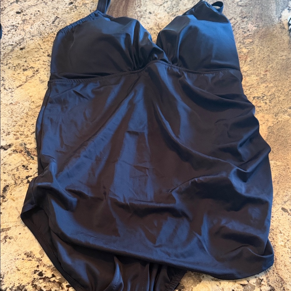 Swimsuits For All Black One-Piece with Gold Ring Detail